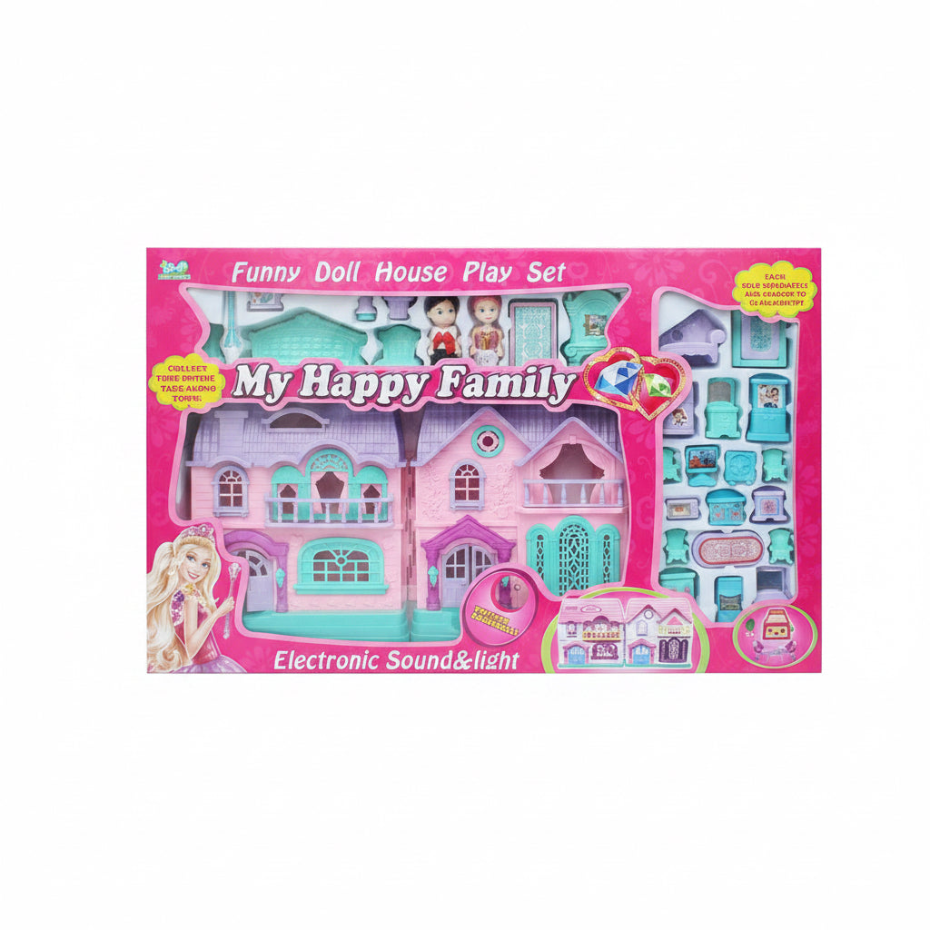 My Happy Family Doll House With Mini Couple & Accessories